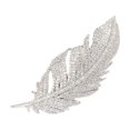 thumbnail image 1 of Broche de pluma de diamantes de imitación para mujer y hombre, broche de hoja delicada de cristal a la moda, alfileres de solapa, accesorios de vestir elegantes, joyería en el ojal, 1 of 5