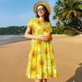thumbnail image 4 of Lsque Sunflowers2 Print Women's Casual Dress T-Shirt Summer Short Sleeve Scoop Neck Swing Dresses, 4 of 6