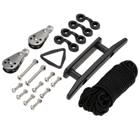 Kayak Boat Anchor Trolley Kit with 30 Feet of Rope Nylon Pad Eyes Cleat