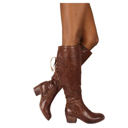 

ZHAGHMIN Botas Timberland Para Mujer Toe Shoes Boots Round Color Solid Middle Women Lace Up Heel Retro Women S Boots Women Wide Calf Boots With Heels Narrow Calf Boots For Women Wedge Boots Wide Cal
