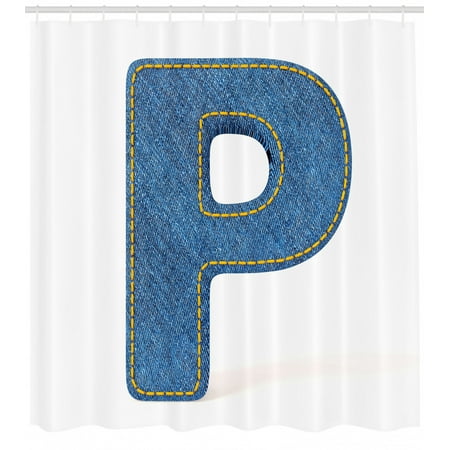 Letter P Shower Curtain Fabric Theme Font Design Alphabet