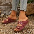 thumbnail image 4 of Miluxas Women's Footbed Slide Sandals Clearance, Arch Support Summer Outdoor Sandals with Adjustable Buckle Red 6(37), 4 of 9
