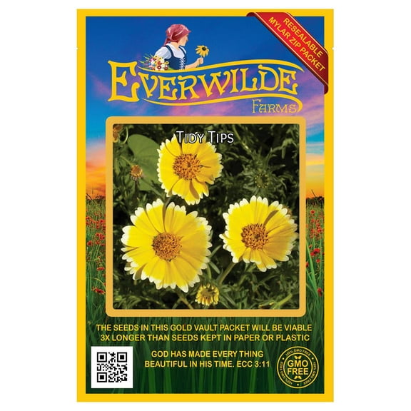 Everwilde Farms - 2000 Tidy Tips Native Wildflower Seeds - Gold Vault Jumbo Bulk Seed Packet