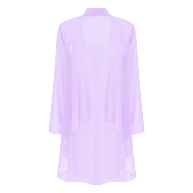 Oyolan Cardigans Kimono pour Femmes en Mousseline Transparente, Cache-Maillots Décontractés Amples à devant Ouvert, Boléro, Vêtement d'Extérieur Lavande 3TG