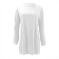 thumbnail image 3 of Posijego Tshirts for Women Plain Long Sleeve Shirts Side Pockets Casual Crew Neck Basic Tee Blouses Plus Size, 3 of 4