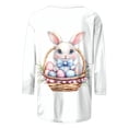 thumbnail image 4 of Tauxra Easter Print T-Shirt for Women, Loose Fit Casual Round Neck Three-Quarter Sleeve Pullover Top for Spring and Summer, 4 of 5