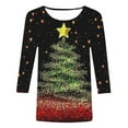 thumbnail image 4 of Fiaer Women T Shirts Shine Christmas Tree Trendy Tshirts 3/4 Sleeve Crew Neck Oversized Loose Fit Xmas Tops Watermelon Red XL, 4 of 4
