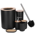 thumbnail image 2 of Juego De Escobillas Para Inodoro, Escobilla Para Inodoro, Caja De Jabón De Madera Y Plástico De Bambú, Contenedor De Basura, 6 Piezas, Accesorios De Baño Para El Hogar, Baño,, 2 of 7