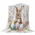 thumbnail image 6 of Easter Bunny Blanket Soft Cozy Warm Throw Blanket for Couch, Plush Fuzzy Flannel Fleece Blankets for Sofa, Botanical Garden Florals Colorful Eggs Bed Blankets Lightweight Gifts for Women, 50"x80", 6 of 9