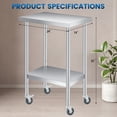 thumbnail image 2 of Heavy Duty Stainless Steel Patio Side Table – 2-Tier Design with Lower Storage Shelf – Durable & Easy to Clean – For Outdoor, Kitchen, Garden – Multiple Sizes, with or without Wheels, 2 of 7