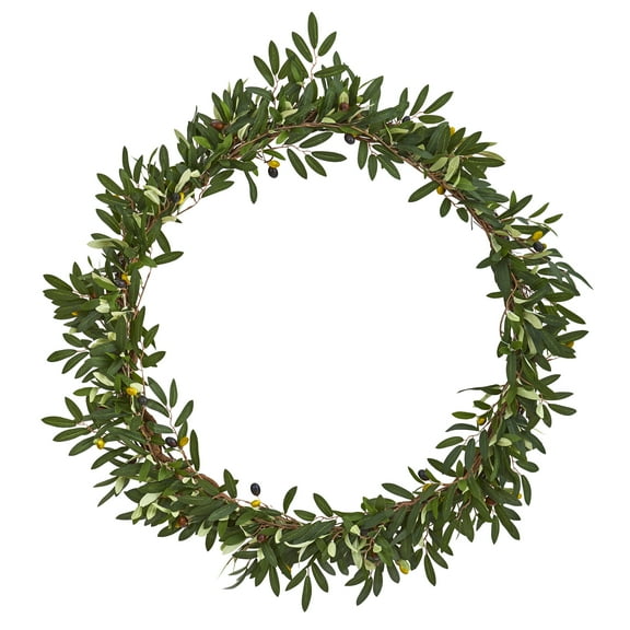 Nearly Natural Floral Plastic Wreath, 28" (Assorted Colors)