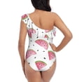 thumbnail image 5 of Cauagu Watermelon Print Women's Sexy One Piece Swimsuits One Shoulder Ruffle Tummy Control Bathing Suit Slimming Swimwear-X-Large, 5 of 6