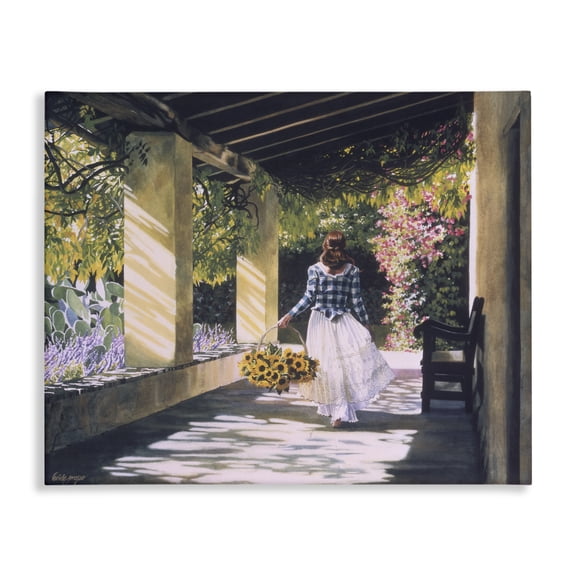 Stupell Industries French Country Girl with Sunflower Basket Canvas Art, 20 x 16, by Heide Presse