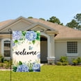 thumbnail image 2 of Amhnf Floral Welcome Garden Flag With Blue Hydrangeas And Butterfly For Home Outdoor Garden Yard Decor 12x18 inch, 2 of 5