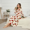 thumbnail image 3 of SEANATIVE Women's Housecoat Soft Cozy Sleepshirt Button Front Nightshirt Long Sleeve Indoor Home Bedroom Dress Long Length Sleepwear, XL, Poinsettia Floral Snowflake Star, 3 of 7
