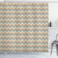 thumbnail image 1 of Chevron Shower Curtain, Geometrical Inspired Pattern with Wavy Stripes Zigzags in Tones, Fabric Bathroom Set with Hooks, 69W X 84L Inches Extra Long, Multicolor, by Ambesonne, 1 of 3