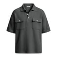 thumbnail image 4 of Afdoent Mens Polo Shirts Casual Half Sleeve Shirt Solid Color With Knit Front Pockets For Work Office Daily Wear Fashion, 4 of 4