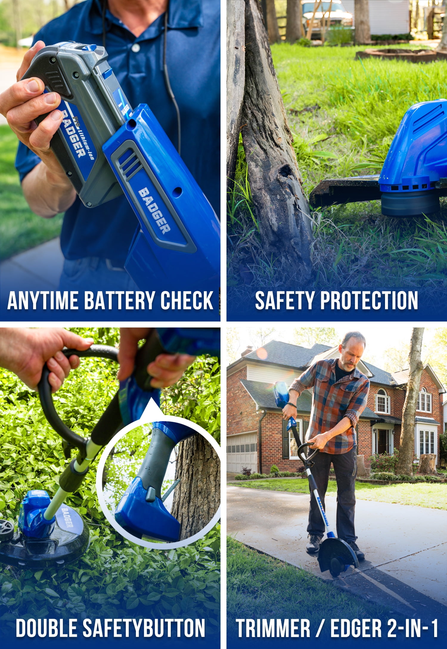 WILD BADGER POWER 40V String Trimmer 13'', 2.0 Ah Battery and Charger, 2 Pack Line