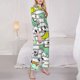 thumbnail image 3 of Balery Funny Dinosaurs on Stripes Conjunto de Pijama con Estampado para Mujer, Conjunto de Dos Piezas con Manga Larga, Ropa de Dormir Suave con Bolsillos, Pijamas Cómodos-Medium, 3 of 7