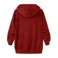 thumbnail image 5 of adviicd Women's Sherpa Fleece Hooded Jacket Zip Up Fuzzy Sweatshirts Fall Winter Warm Soft Cozy Clothes (Red, S), 5 of 6
