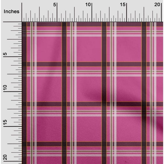 oneOone Cotton Poplin Fabric Madras Check Decor Fabric Printed BTY 56 Inch Wide