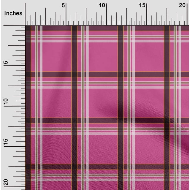 oneOone Cotton Cambric Fabric Madras Check Print Fabric BTY 56 Inch Wide