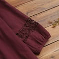 thumbnail image 7 of Dazajoo Women's Cotton Linen Blouse Tunics Summer Boho Loose 3/4 Sleeve Lace Patchwork Tops Hollow Out Leisure T-Shirt for Women 2024,Wine,XXXXXL, 7 of 7
