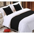 thumbnail image 1 of Bed Runner 5 Piece (1 Piece Bed Runner and 4 Pillowshams), 100% Egyptian Cotton, 400 Thread Count, Soft Fade-Resistant, Decorative Bed Scarf - Black Solid, Twin Size., 1 of 4