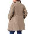thumbnail image 3 of Abrigos de invierno para mujer de tallas grandes Agnes Orinda, abrigo de doble botonadura, chaquetas exteriores 3X color marrón claro, 3 of 6