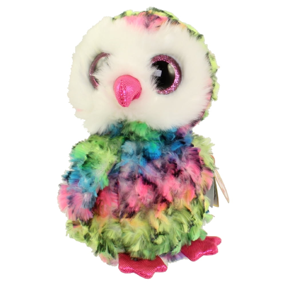 FROM OUR  AVIARY STOCK Ty® 6" Owen Beanie Boo's® Small Rainbow Colored Owl 