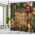 thumbnail image 5 of Ambesonne Christmas Shower Curtain, Rustic Lodge Wood, 69"Wx75"L, Brown Green, 5 of 5