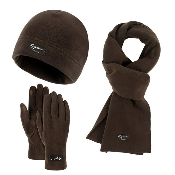 UJNDER Winter Warm Scarf Screen Gloves Three In One Unisex Fashionable Comfortable Outdoor Set for Men and Women Coffee