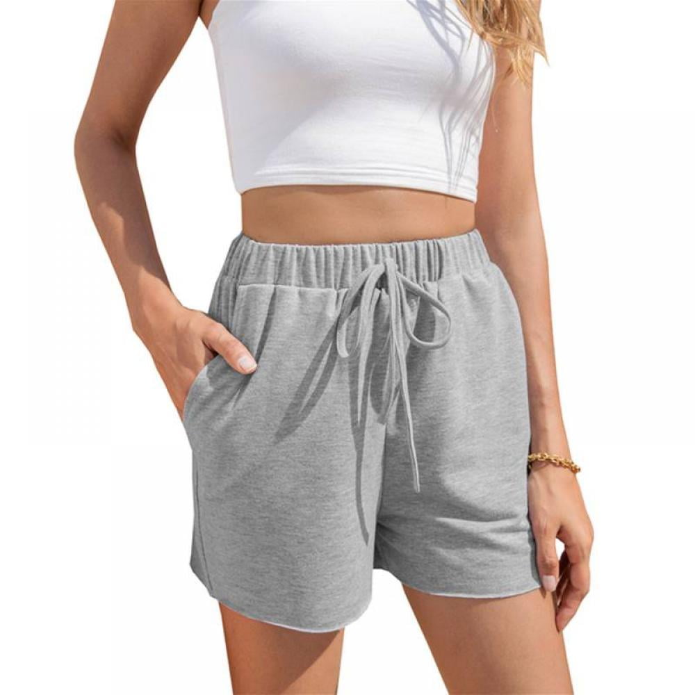 AUTOMET Womens Shorts Casual Summer Drawstring Comfy Sweat Shorts Elastic High Waist Running Shorts with Pockets 