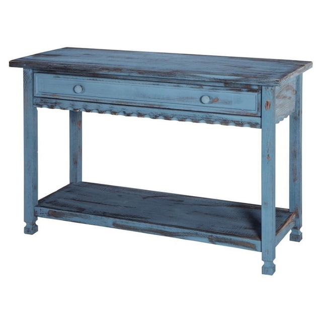 Alaterre Furniture Table Multimédia/console Style Cottage Bleu Finition Antique