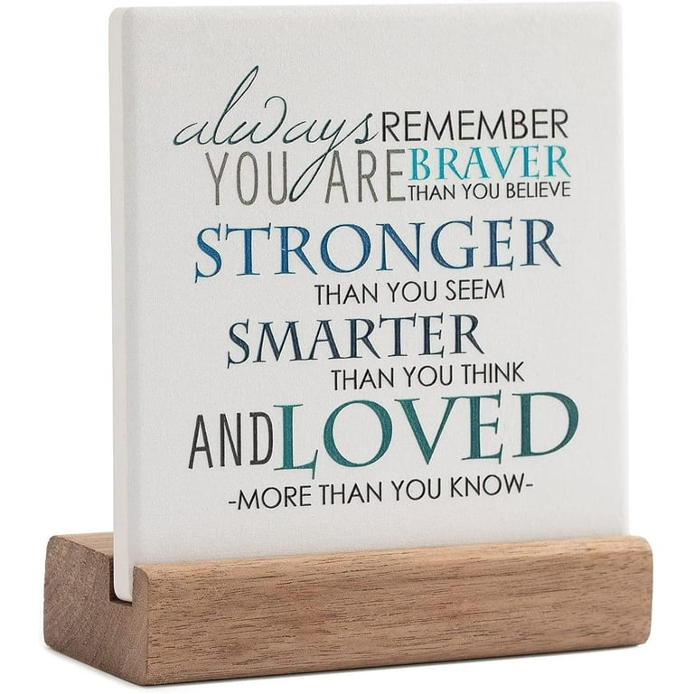 Inspirational Quotes Desk Decor Gifts for Women, 7 Rules of Life  Encouragement Gifts Office Positive Plaque with Wooden Stand for Cowoker  Motivational