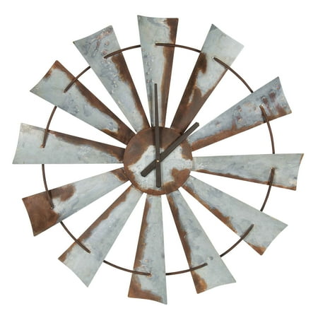 - Kate and Laurel Millbrook Windmill 32 in. Distressed Metal Wall Clock
