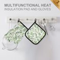 thumbnail image 4 of Yayeee Oven Mitts and Pot Holder Set of 2 Heat Resistant Kitchen Gloves Baking Hot Pad, Green Leafy Pattern, 4 of 5
