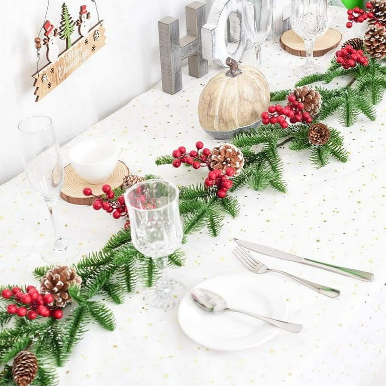  Winlyn 6' Christmas Artificial Snowy Cedar Garland Frosted Pine  Garland with Pine Cones Red Berries Winter Greenery Garland Christmas Winter  Wedding Table Runner Centerpiece Mantel Holiday Home Decor : Home 