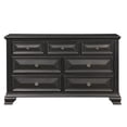 thumbnail image 6 of Roundhill Furniture Vintage Black Wood Bedroom Set, King Panel Bed, Dresser, Mirror, 2 Nightstands, 6 of 14