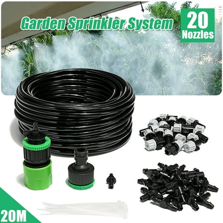Drip Irrigation Watering Sprinkler System 66ft 82ft Hose Micro Spray Water Set Misting Cooling Plant Garden Patio Mist 30 Nozzle Sprinkle Rassorted Kit 20 Plastic Mister