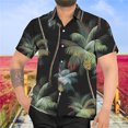 thumbnail image 2 of Camisas De Lino Para Hombre Camisas florales hawaianas para hombre, con botones, para vacaciones tropicales, playa, trajes de verano (Black, M), 2 of 6
