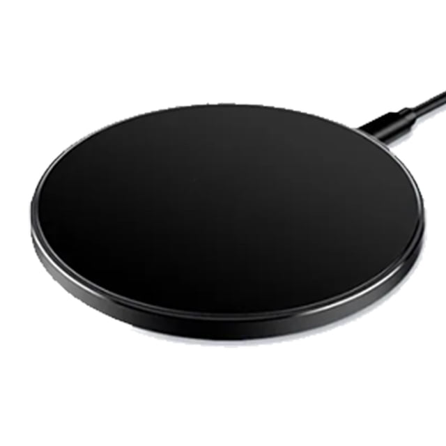 Cargador inalámbrico de 10 W con base de carga inalámbrica rápida y certificación Qi, cargador inalámbrico redondo de aleación de aluminio