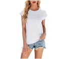 thumbnail image 1 of Timegard Top for Women Summer Crewneck Cap Sleeve Comfy Loose Casual Work Solid Color Tee Shirts, 1 of 7