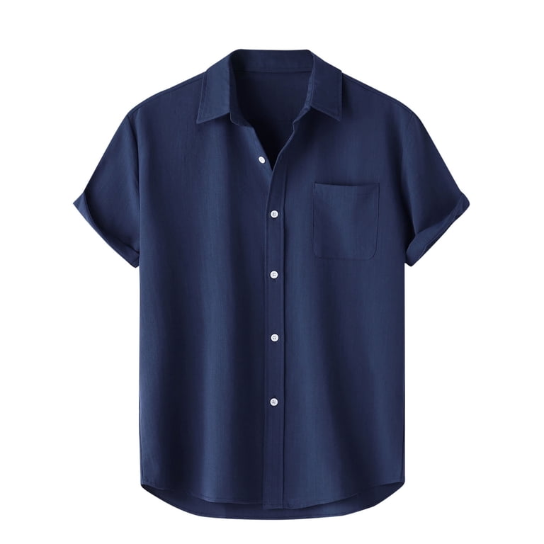 BADHUB Men's Casual Button Down Shirts Wrinkle Free Short Sleeve Shirt  Lightweight Cotton Dress Shirt Summer Beach Wedding Top Shirt - Walmart.com