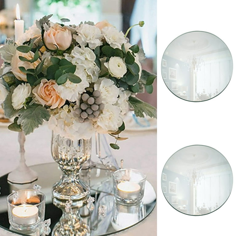 D-GROEE 2PCS Round Mirror Candle Plate - DIY Acrylic Mirror for Centerpieces,  Wall Décor, Crafts 