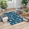thumbnail image 1 of Sea Animals Turkish Area Rug, Monochrome Shark Illustration Fashion Maritime Illustration Aquatics, Soft Carpet for Living Room Decor with Distressed Look, 2.6' x 5', Night Blue, by Ambesonne, 1 of 4