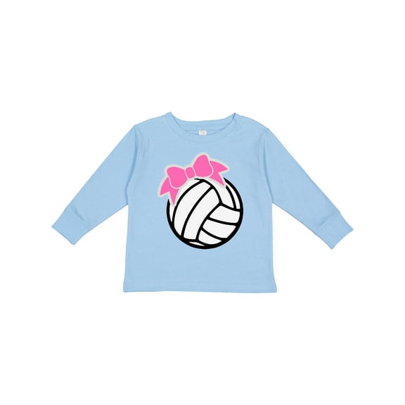 Inktastic Volleyball with Pink Bow Boys or Girls Long Sleeve Toddler T-Shirt