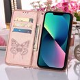thumbnail image 4 of for iPhone 14 Case Wallet, for Women Men with Card Holder & Magnetic Cover & Kickstand Strap Glitter PU Leather Flip Flower Butterfly Pattern Case for iPhone 14 6.1 inch 2022,Rosegold, 4 of 6