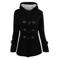 thumbnail image 1 of FAIWAD Womens Fleece Liend Coats Winter Warm Fuzzy Linend Horn Button Hooded Overcoat with Pockets, 1 of 6