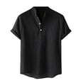 thumbnail image 2 of Sakmal Men'S & Big Men'S Black Henley Short Sleeve Solid Classic Henley Style Three Button Henley Closure Casual Tops for Mens, 2 of 6